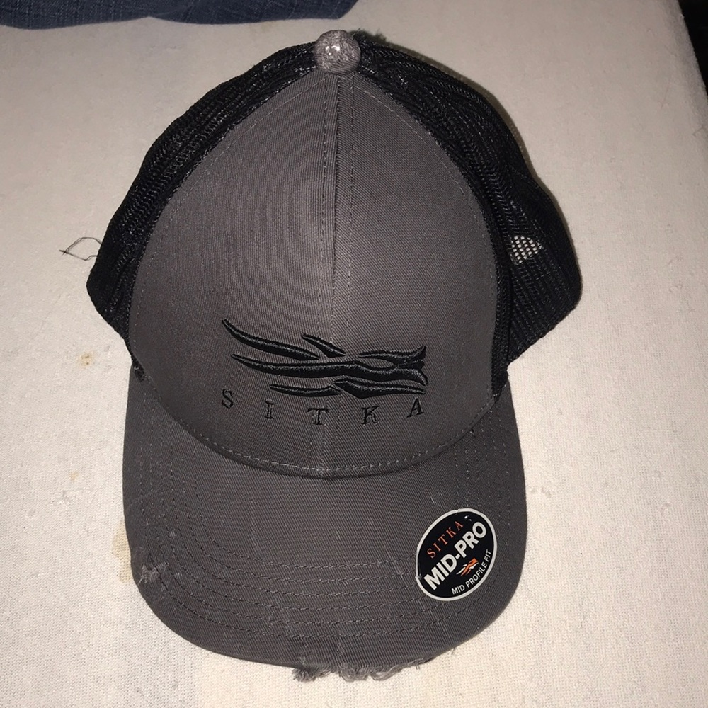 Sitka gray black distressed hat new